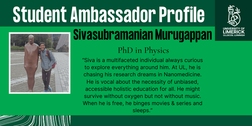 Student Ambassador profile for Siva Murugappan, a PhD student in Physics