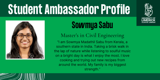 Sowmya Sabu, a Master's student in Civil Engineering's student ambassador profile