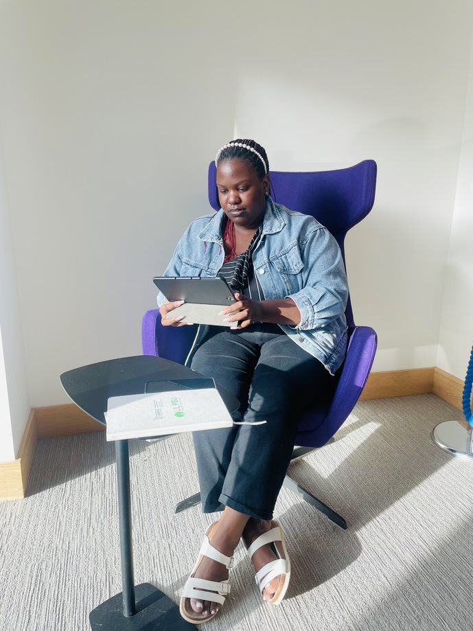 Lucy studying in the Glucksman Library