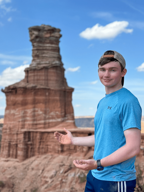 Daniel standing in front of the Lighthouse at Palo Duro Canyon State Park