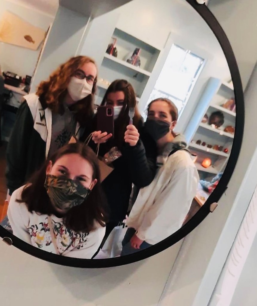 Brantley and their friends with the "baby fork".