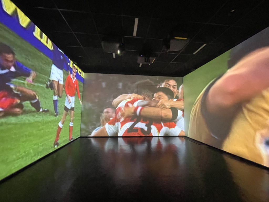 Picture of Rugby players projected on to screen