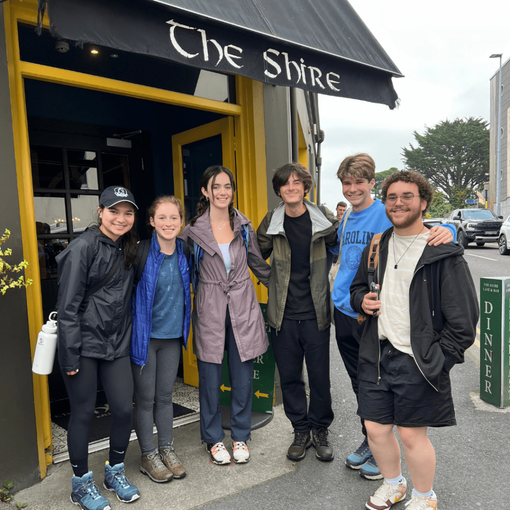 Image of Lauran and friends outside the Shire cafe