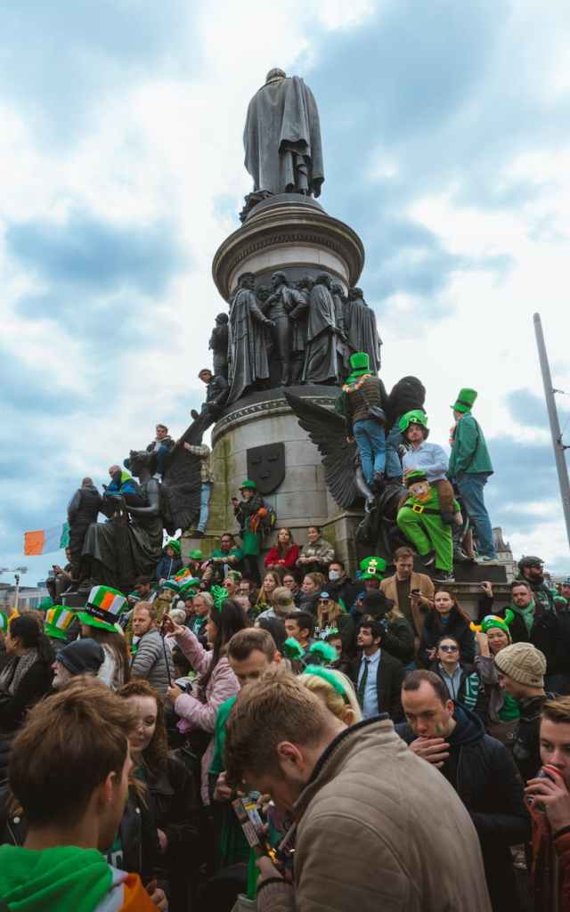 People celebrating St Patrick's Day in Dublin