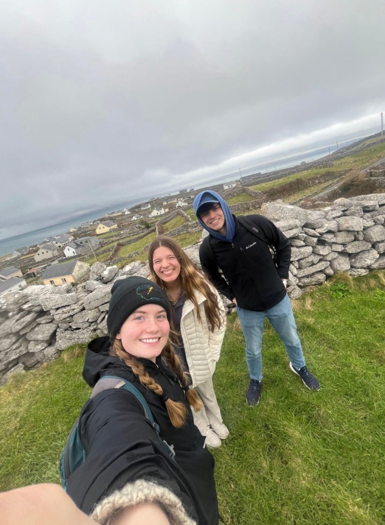 Lacy with her friends in the Irish countryside