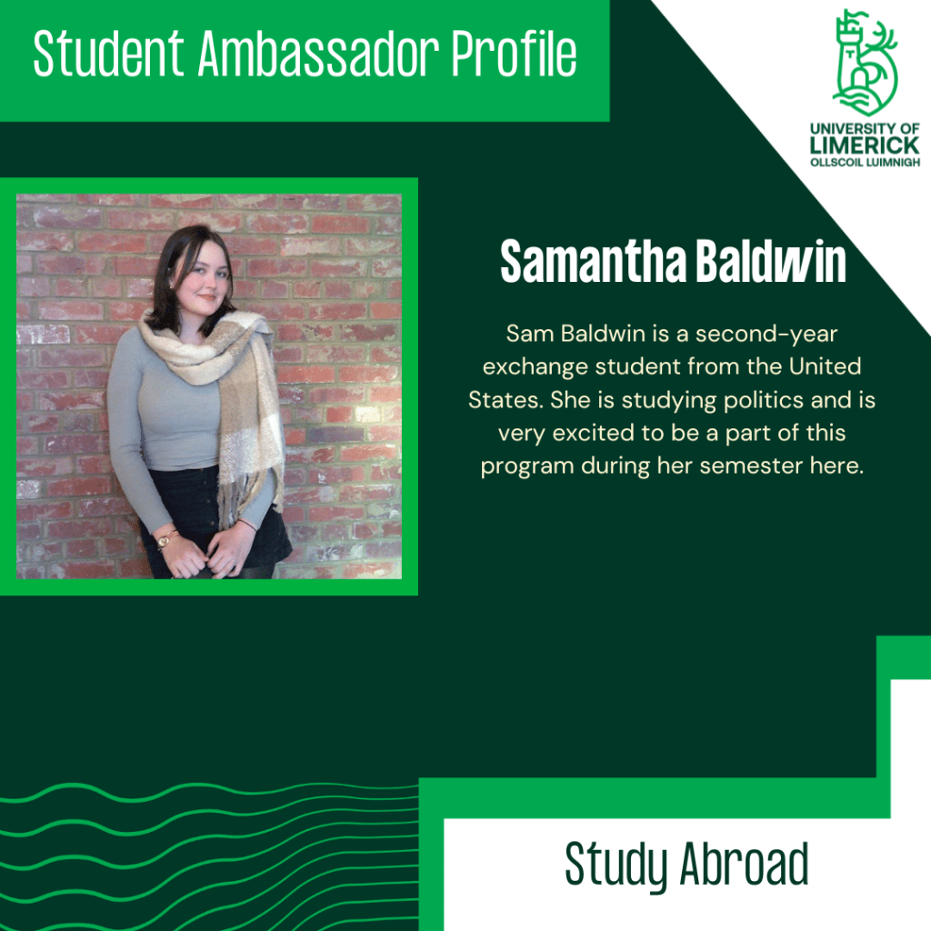 Sam Baldwin is a second-year exchange student from the United States. She is studying politics and is very excited to be a part of this program during her semester here.