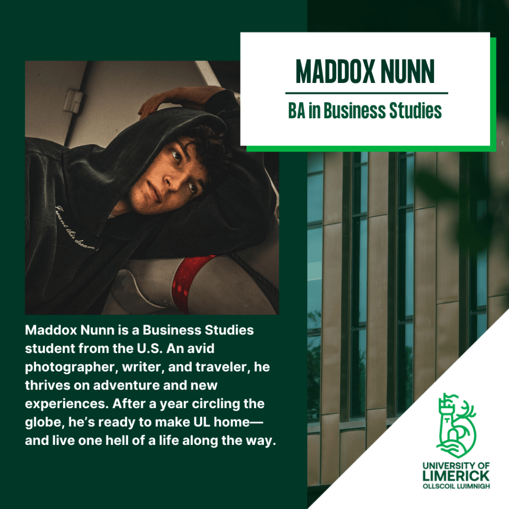 Maddox profile which includes that he is a business studies student from the US. He's also an avid photographer, writer, and traveler.