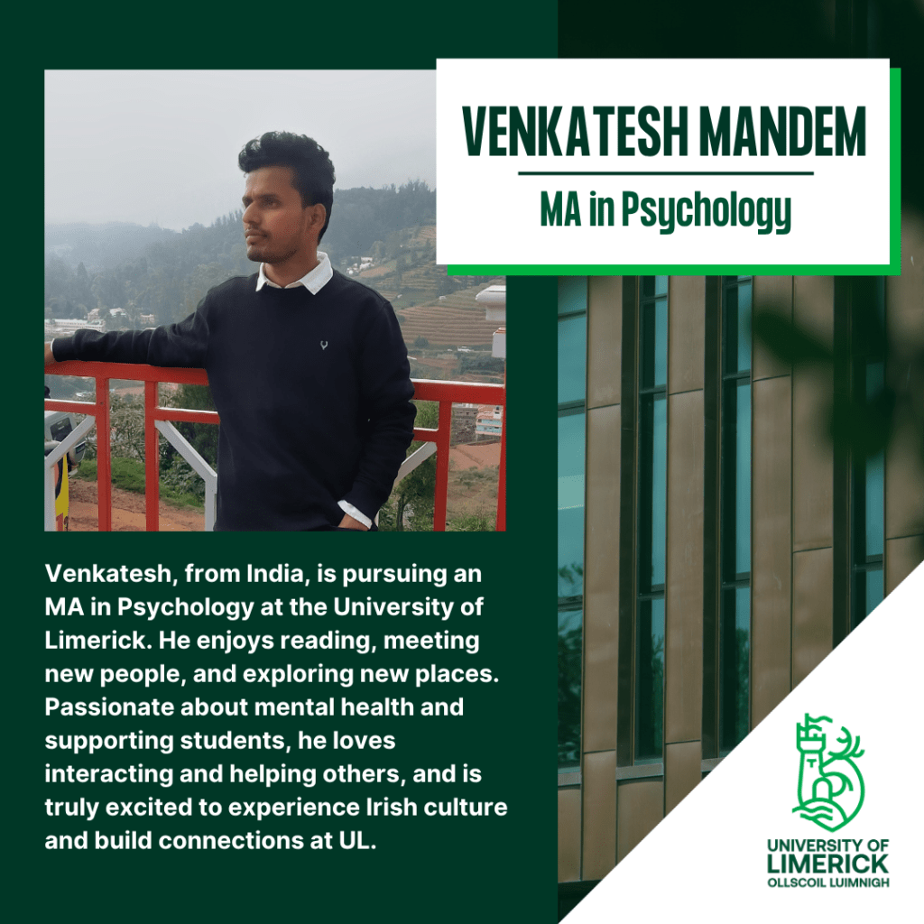 Venkatesh's bio - a MA in Psychology student who enjoys reading and travelling:
