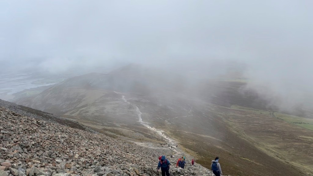 A view from the top of the Mountain, with clouds touching the mountain