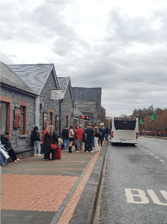 The busy bus stop at UL
