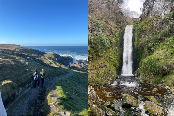 Picture 1: A landscape 
Picture 2:  a waterfall. 
