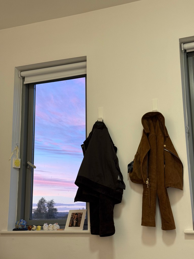 A sunset view from a window