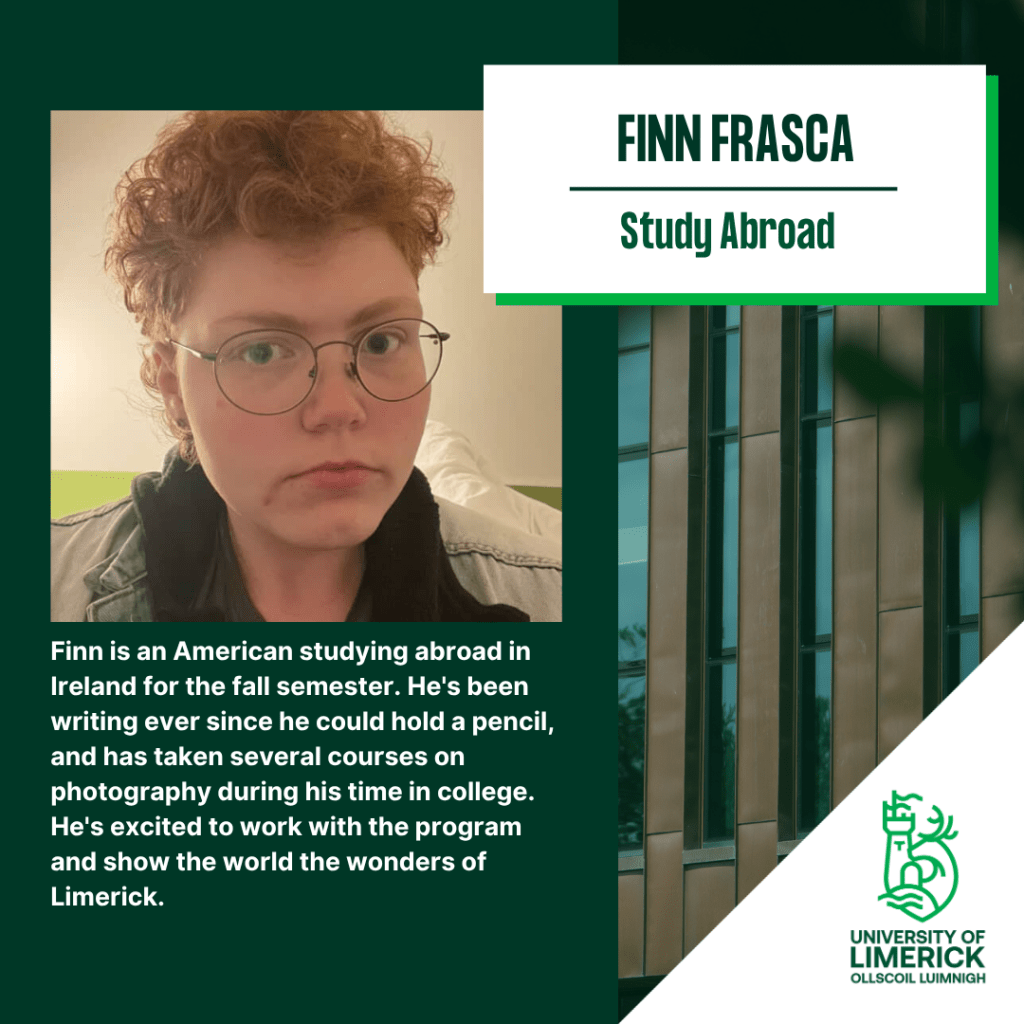 Study abroad student Finn Frasca's profile including that he's an American student who loves to write and takes several courses on photography during his time in college.