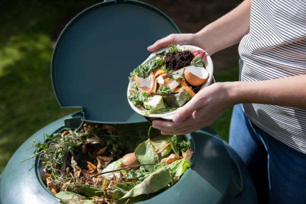 Image showing someone emptying compost into a compost bin.