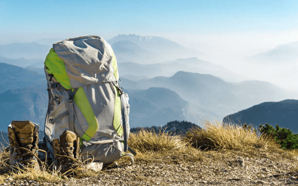 Image of hiking gear in the outdoors.